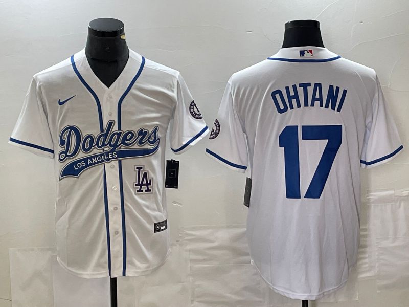 Men Los Angeles Dodgers 17 Ohtani White Nike Game MLB Jersey style 5